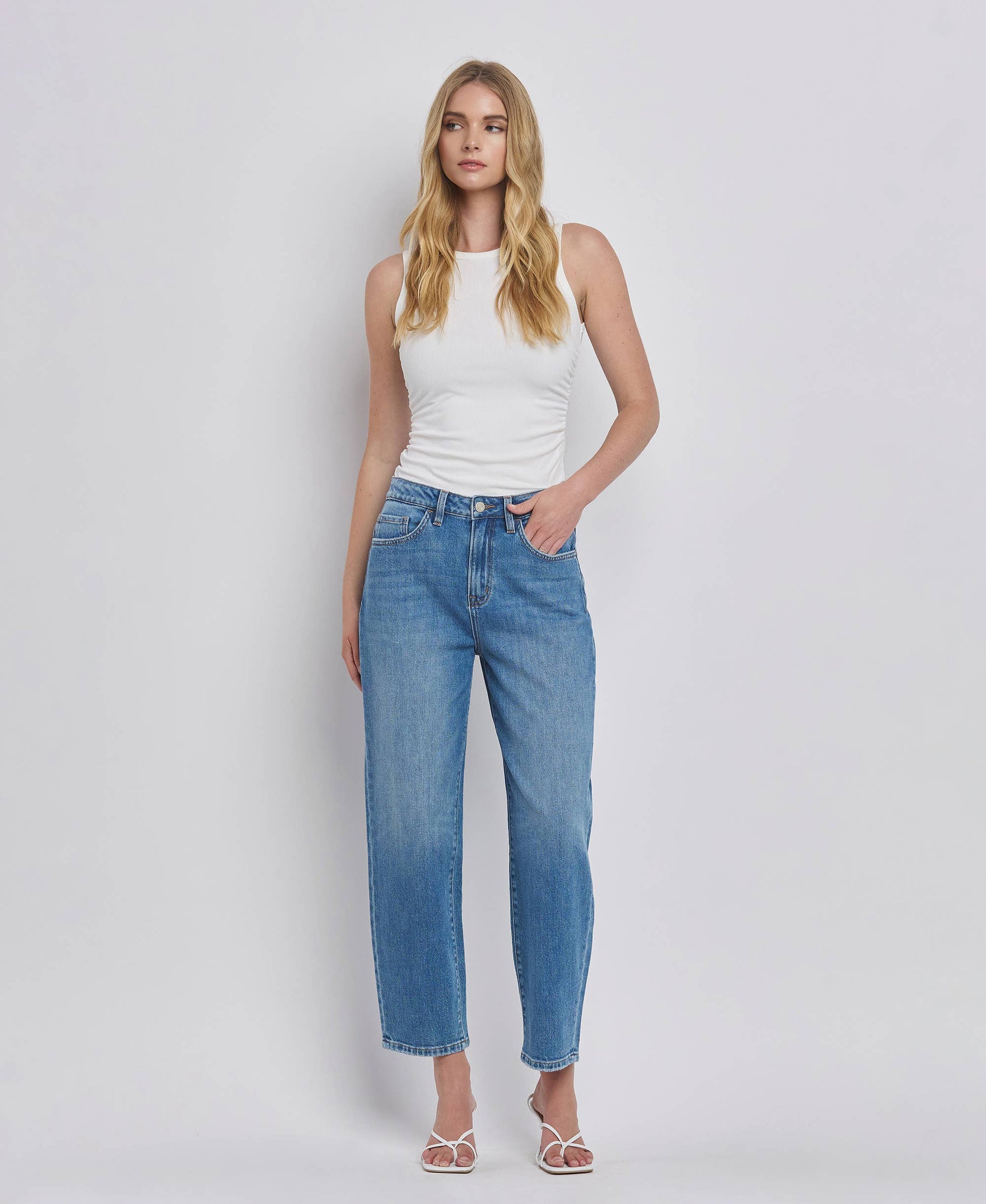 SUPER HIGH RISE BARREL LEG JEANS T6498 VERVET by FLYING MONKEY